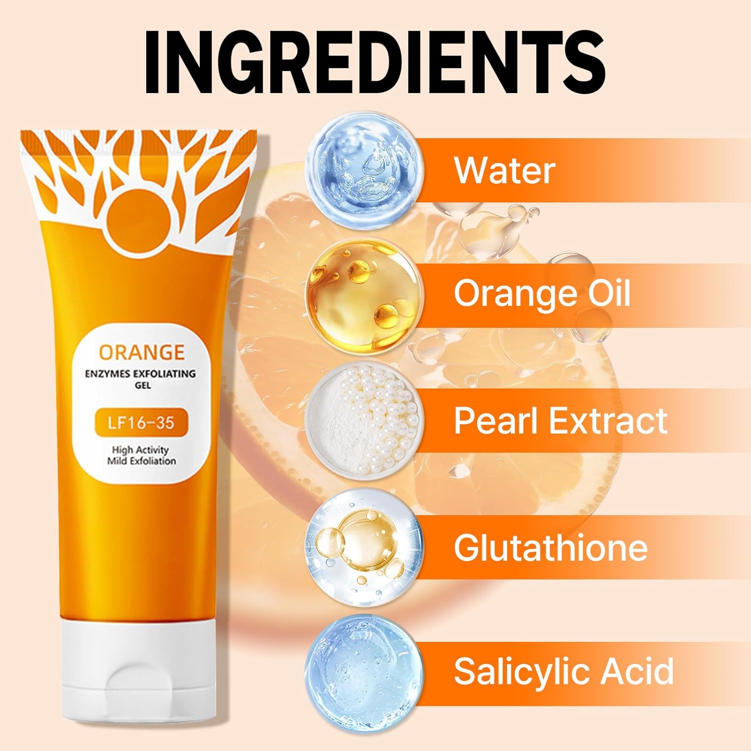 Gel Exfoliant cu ulei de portocală și extract de perlă pentru Față și Corp  Ofertă 1 + 1 GRATIS
